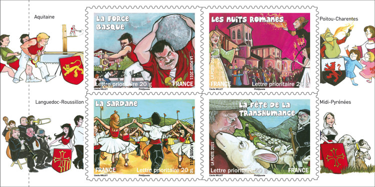 Image du timbre Carnet « Fêtes et Traditions de nos régions » Région Sud-Ouest