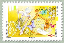 Image du timbre La musique d'une harpe et d'une lyre
