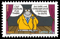 Image du timbre «C'est l'histoire d'un timbre ... qui colle une enveloppe pour l'emmener en boîte»