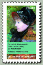 Image du timbre Portrait de Mademoiselle Lydia Cassatt (détail)-
par Mary Cassatt-
Musée du Petit-Palais, Paris