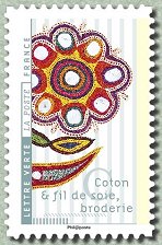 Image du timbre Coton et fil de soie, broderie