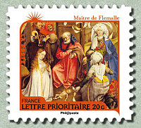 Image du timbre Maître de Flémalle (1378-1444)-Robert Campin Peintre flamand-Adoration des bergers