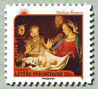 Image du timbre Matthias Stomer - XVIIe siècle  (1600 - v.1650)-Adoration des bergers
