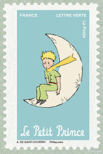 Image du timbre Le Petit Prince assis sur la lune