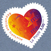 Image du timbre Coeur avec «Je t'aime»-Timbre auto-adhésif