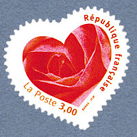 Image du timbre Cœur avec une rose-Timbre auto-adhésif