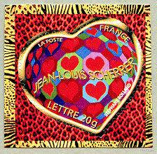 Image du timbre Le coeur de Jean-Louis Scherrer sur fond panthère autoadhésif