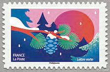 Image du timbre Pomme de pin et coucher de soleil