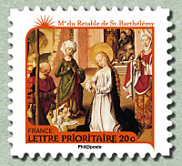 Image du timbre Maître du Retable de Saint-Barthélémy-(fin XVe-début XVIe siècle)-Adoration de l'Enfant