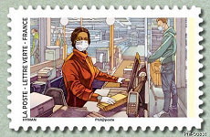 Image du timbre Caissière et client
