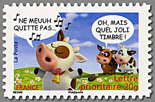 Image du timbre Timbre n° 5-Ne meuuh quitte pas ...-Oh, mais quel joli timbre !