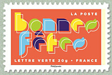 Image du timbre Bonne année en lettres multicolores stylisées