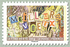Image du timbre Meilleurs voeux avec collage de lettres