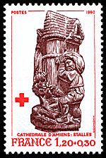 Image du timbre Stalle de la cathédrale d'Amiens«Remplissage des greniers»