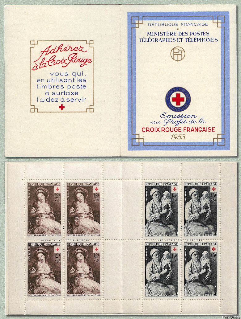 Image du timbre Mère et enfant-«Mme Vigée-Lebrun et sa fille» et «Le Retour du baptême»