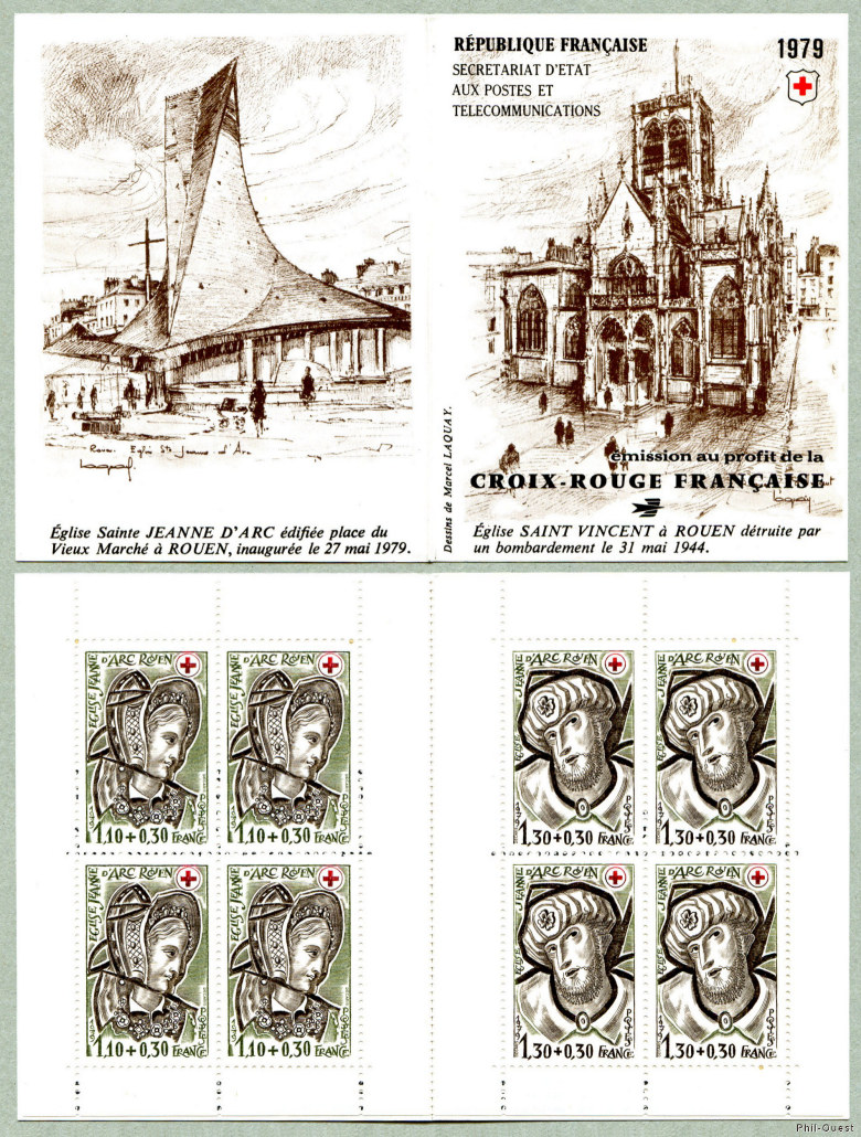Image du timbre Église Jeanne d´Arc à Rouen - Détails du vitrail: Hérodiade et du vitrail: Simon le magicien