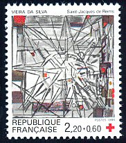 Image du timbre Vitrail de Vieira da SilvaÉglise Saint-Jacques de Reims