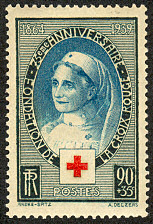 Image du timbre 75ème anniversaire de la fondation de la Croix-Rouge  1864 - 1939