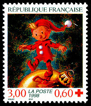 Image du timbre Fêtes de fin d'annéeLutin marchant sur une boule dorée