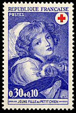 Image du timbre Greuze - Jeune Fille au petit Chien 