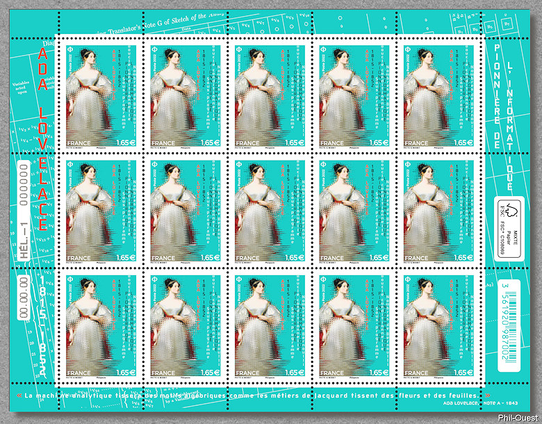Image du timbre Ada Lovelace - Feuillet de 15 timbres