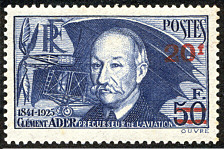 Image du timbre Clément Ader 1841-1925-Précurseur de l'aviationSurcharge 20F sur 50F