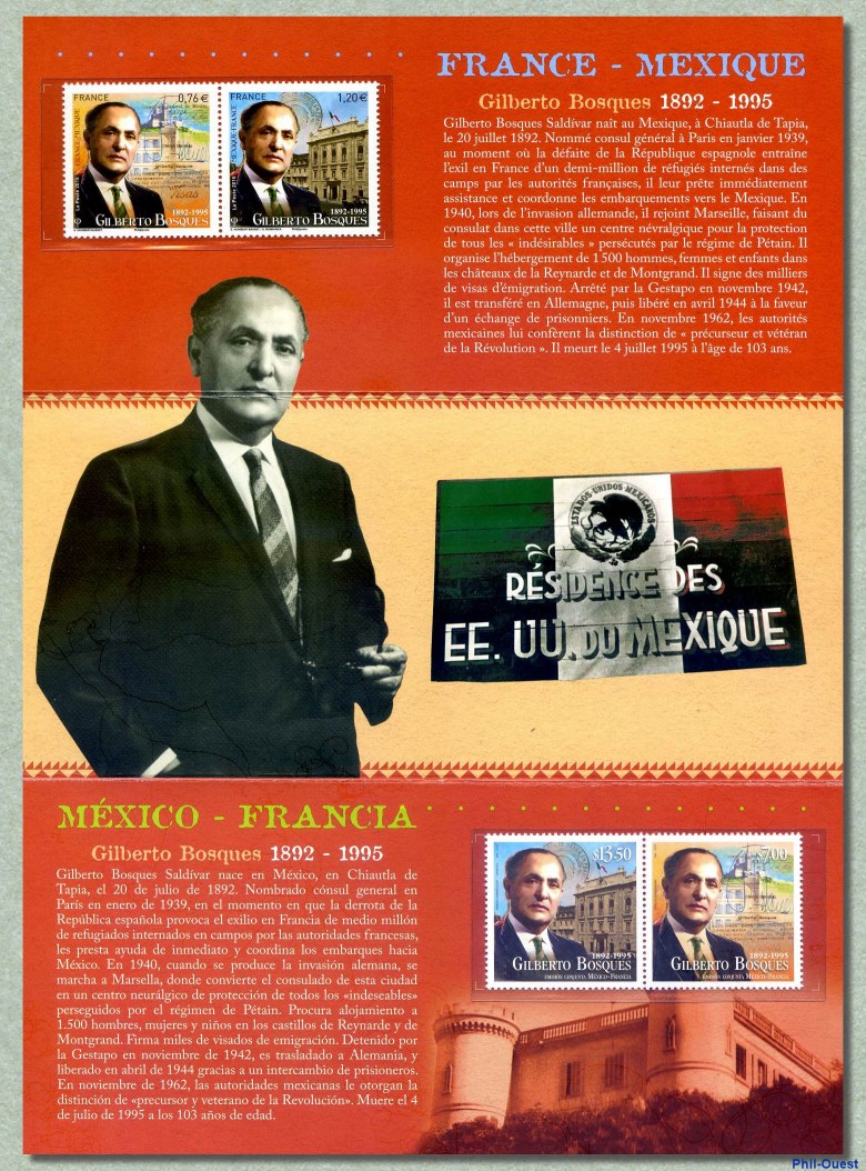 Image du timbre Gilberto Bosques 1892 - 1995 - Pochette de l’émission commune