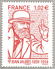 Image du timbre Jean Jaurès 1859-1914 rouge 1,02 €