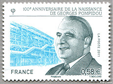 Image du timbre 100e anniversaire de la naissance de-Georges Pompidou