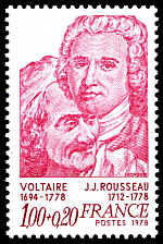Image du timbre Voltaire 1694 - 1778Rousseau 1712 - 1778