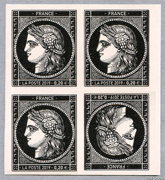 Image du timbre 170 ans du premier timbre-poste français - Cérès à 0,20 €