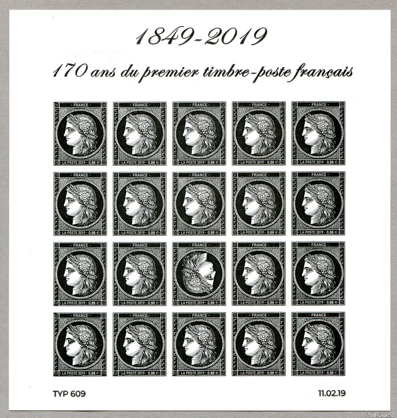 Image du timbre 170 ans du premier timbre-poste français