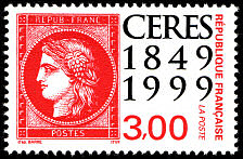Image du timbre Cent cinquantième anniversairedu premier timbre-poste françaisLe Cérès rouge 1900