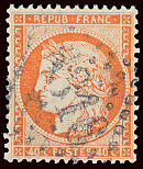 Image du timbre Cérès 1849 dentelé  40 c orange