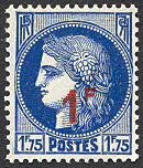 Image du timbre Céres 1F sur 1F75 bleu