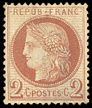 Image du timbre Cérès 2 c rouge-brun dentelé