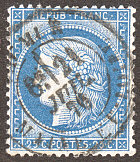 Image du timbre Cérès 25c bleu dentelé type III