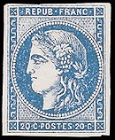 Image du timbre Cérès 20 centimes bleu type II
