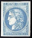 Image du timbre Cérès 20 centimes bleu type III