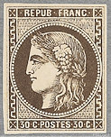 Image du timbre Cérès 30 centimes brun