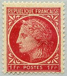 Image du timbre Cérès de Mazelin 1F rose-rouge