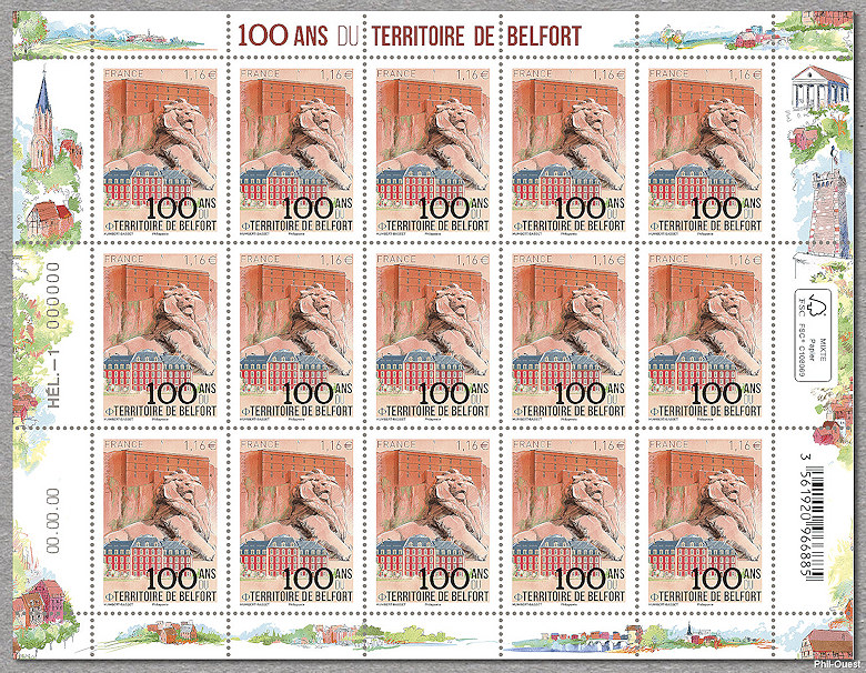 Image du timbre 100 ans du Territoire de Belfort