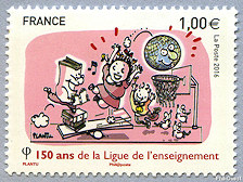 Image du timbre 150 ans de la Ligue de l'enseignement