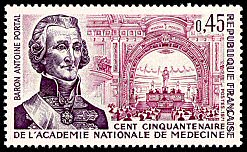 Image du timbre Cent Cinquantenaire-de l'Académie Nationale de Medecine-Baron Antoine Portal