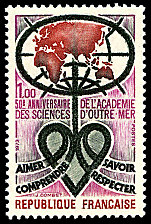 Image du timbre 50ème anniversaire de l'Academie des Sciences d'Outre-Mer«Aimer Savoir Comprendre Respecter»