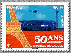 Image du timbre 50 ans Aéroport Paris - Charles de Gaulle