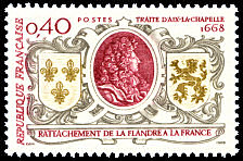 Image du timbre Traité d'Aix la Chapelle 1668Rattachement de la Flandre à la France