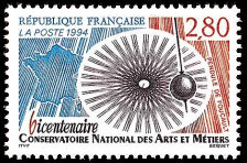 Image du timbre Bicentenaire du Conservatoire National des Arts et métiers Pendule de Foucault