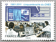 Image du timbre Cinquantenaire du CNES 1961-2011