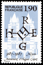 Image du timbre Millénaire de l'avènement d'Hugues Capet987-1987 Noyon
